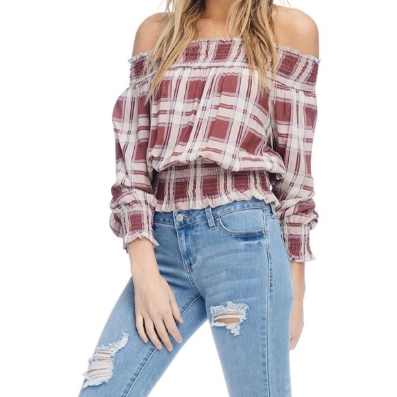 Off shoulder plaid blouse - Picture 5 of 5